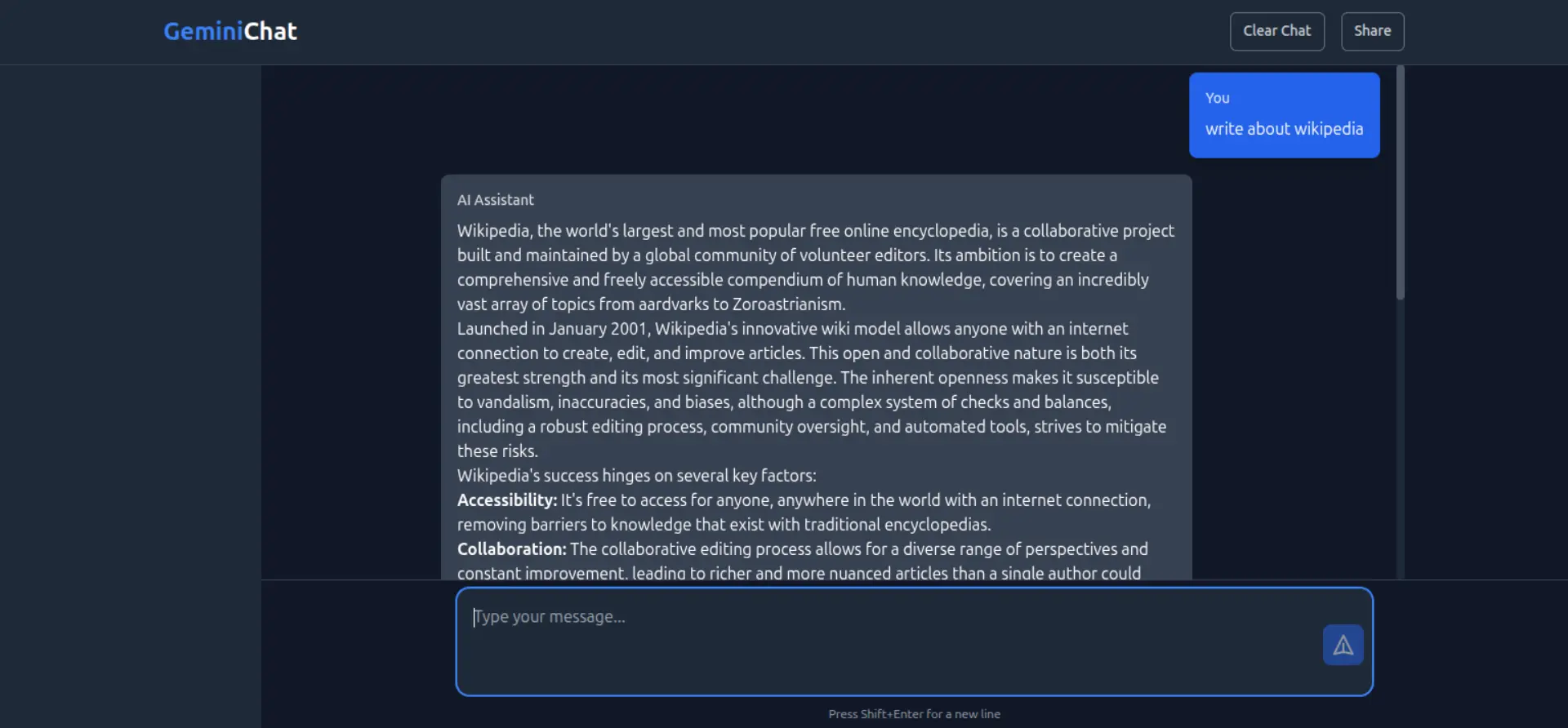 GeminiChat project screenshot